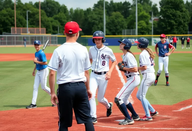 High school baseball players competing on the field
