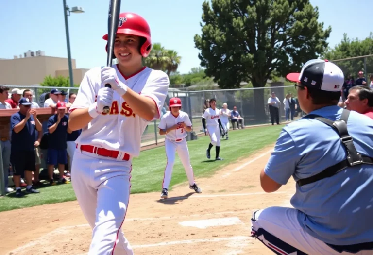 A high school baseball game showcasing players and an enthusiastic crowd