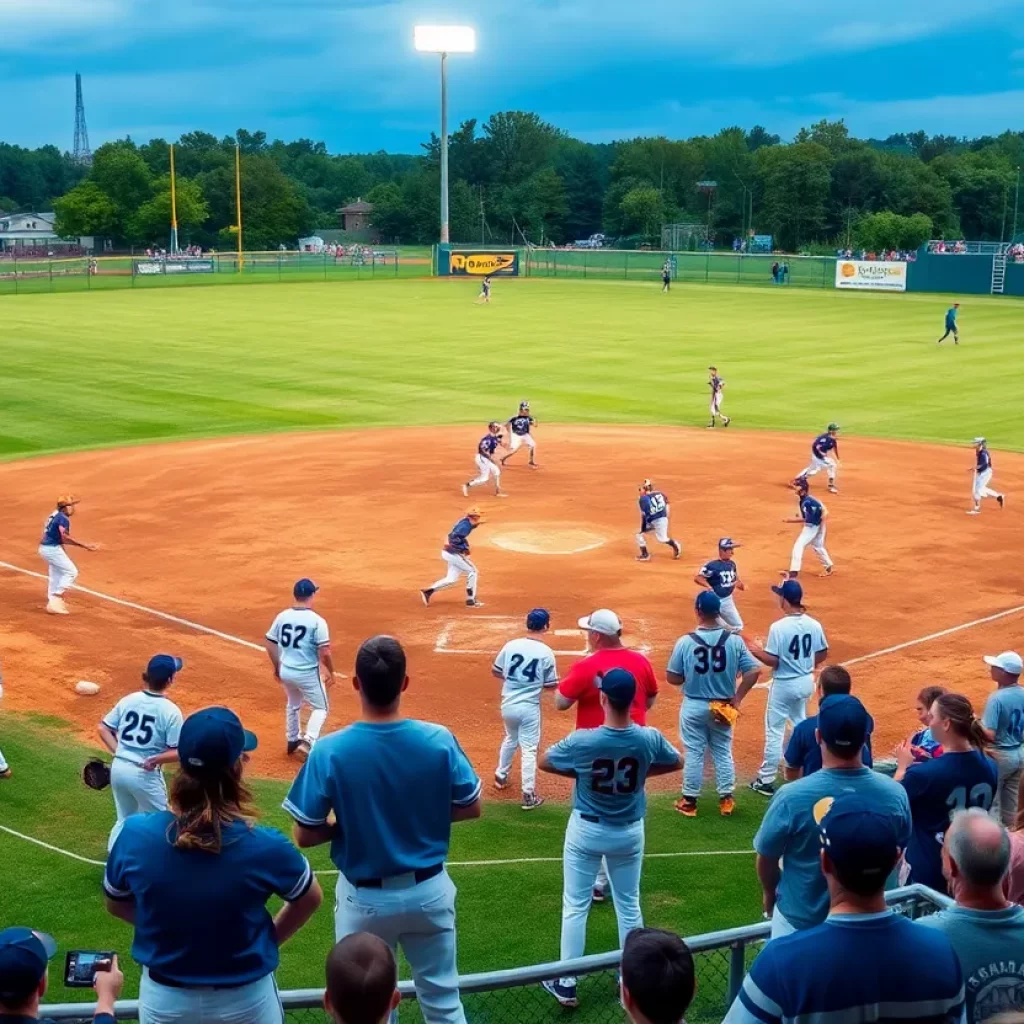 High school baseball teams in action during the championships.