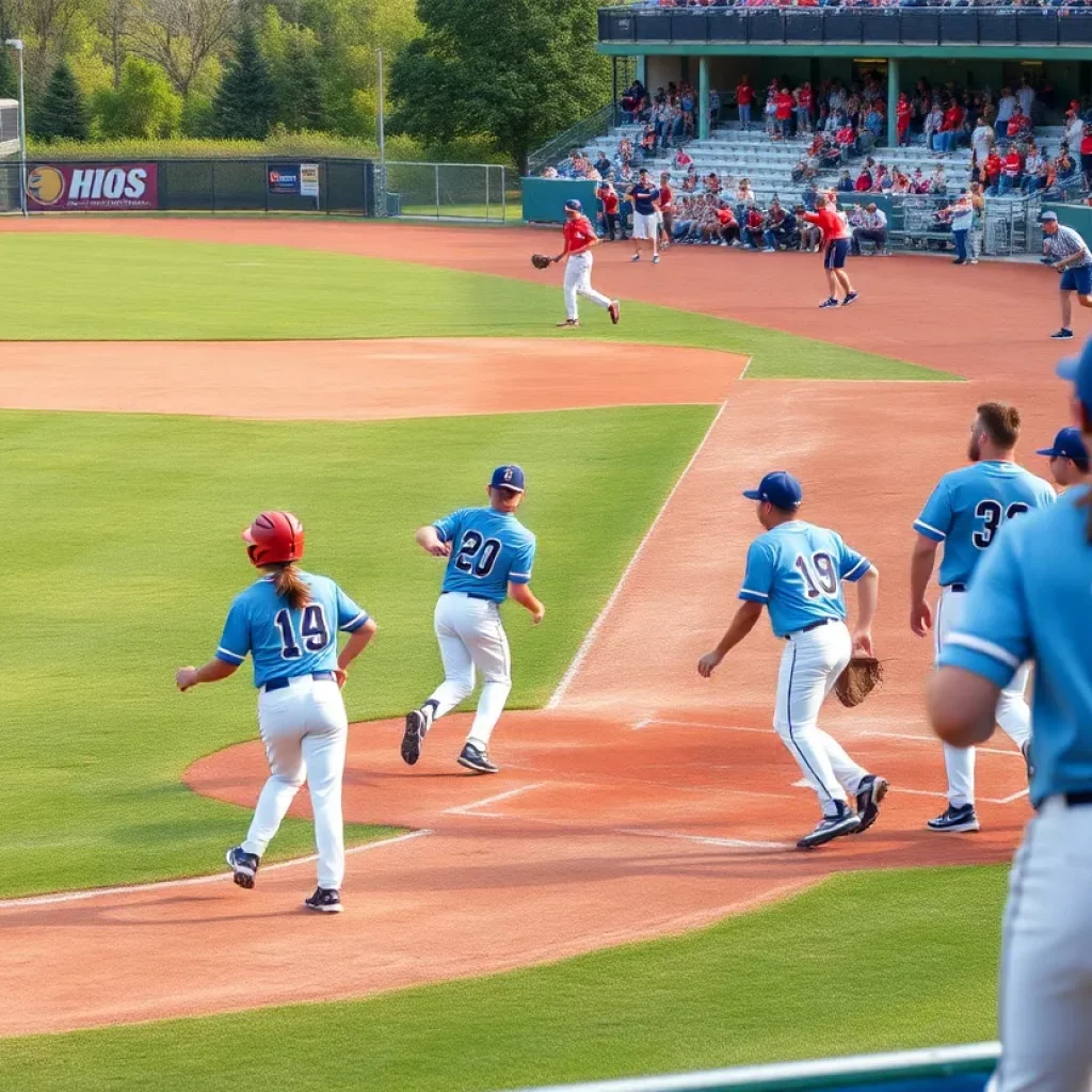 High school baseball players competing on the field during a regional final.