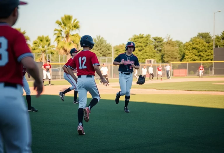 High school baseball players competing on the field