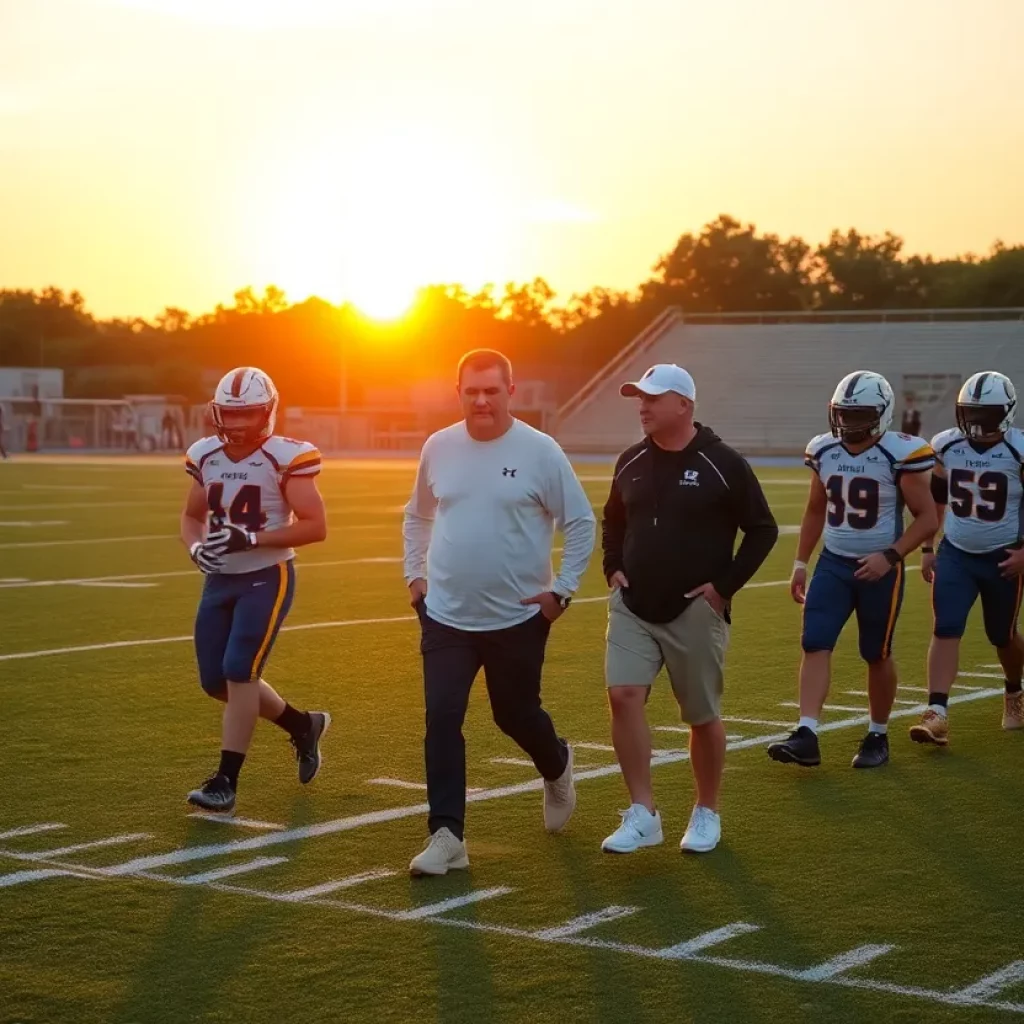 High school football coaches on the field