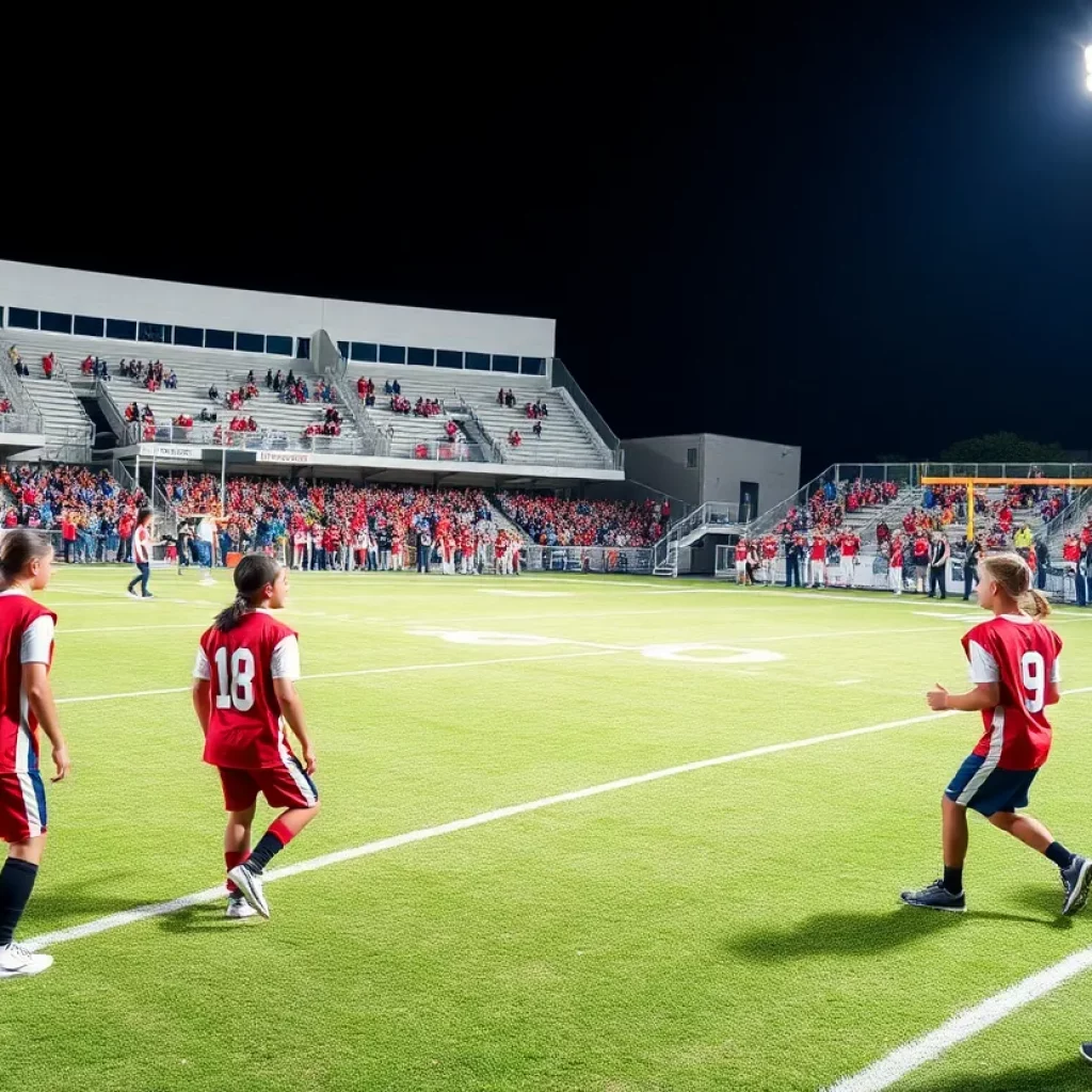 Young athletes celebrating their college football commitments