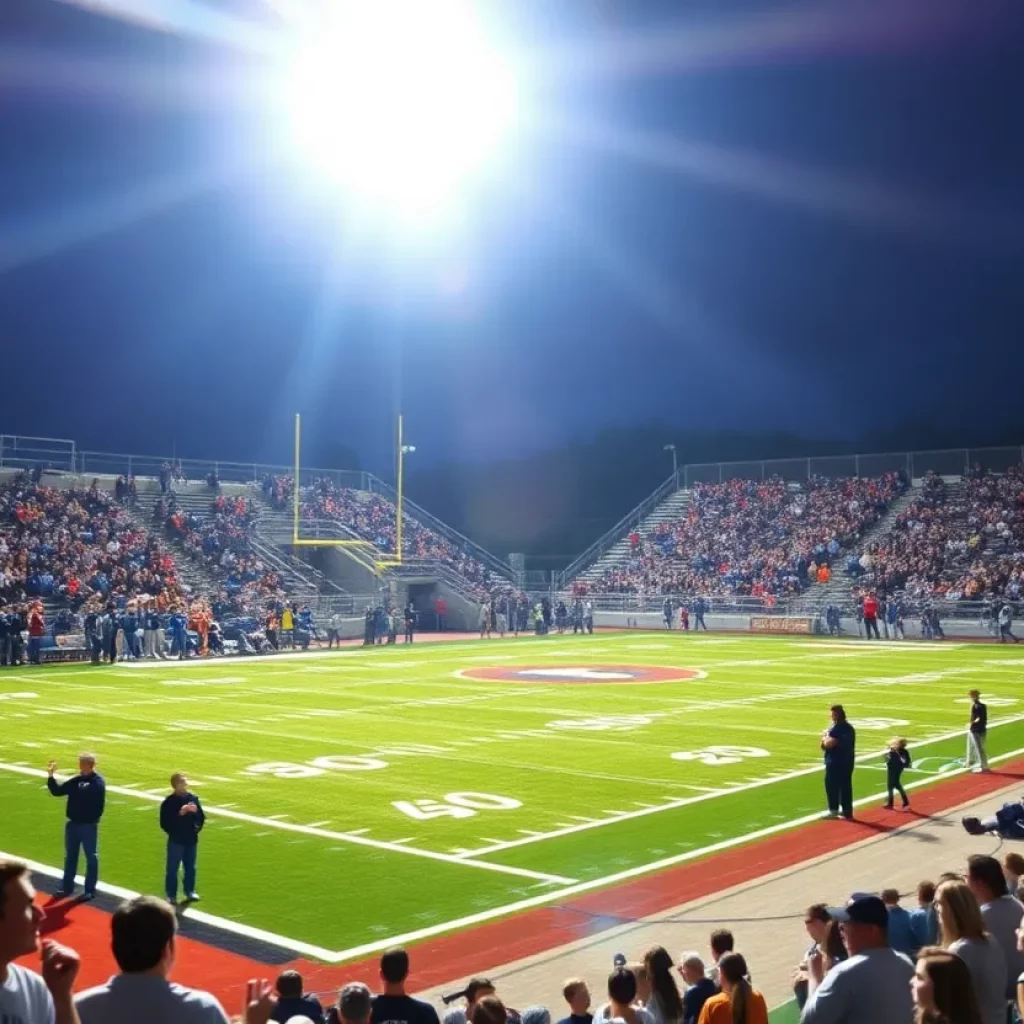 High school football fans cheering during a game