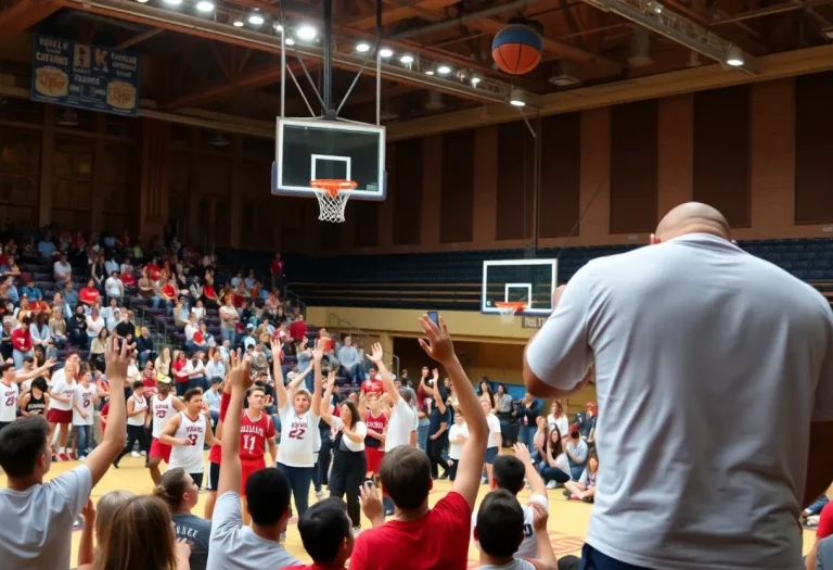 Basketball teams competing at the Hoosier Gym