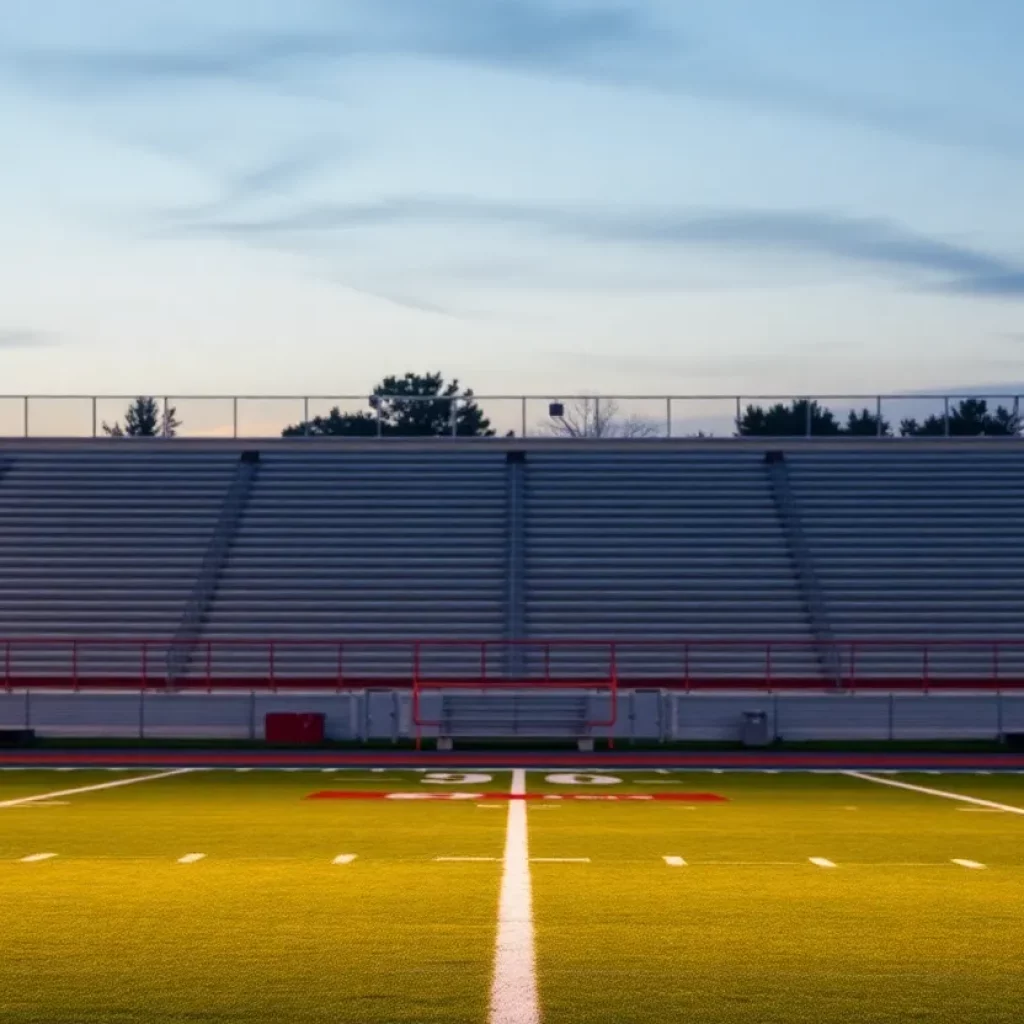 Empty football field at Howe High School