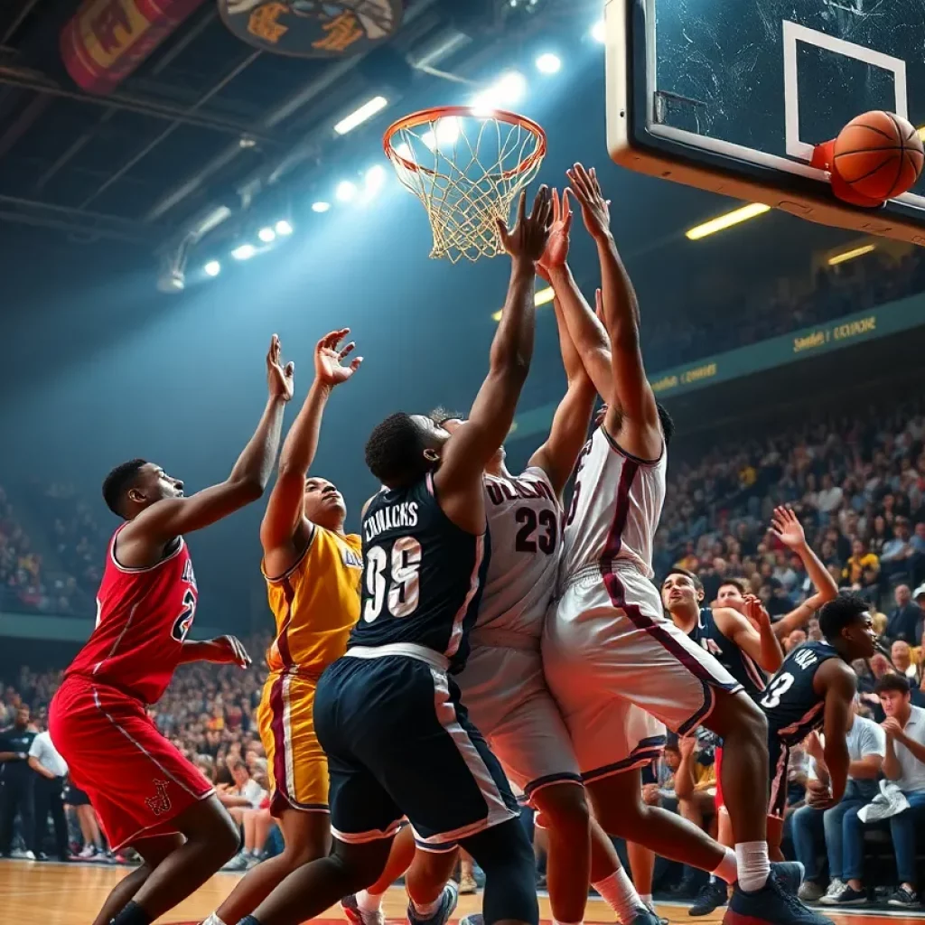 Intense basketball game action involving Indiana Fever players