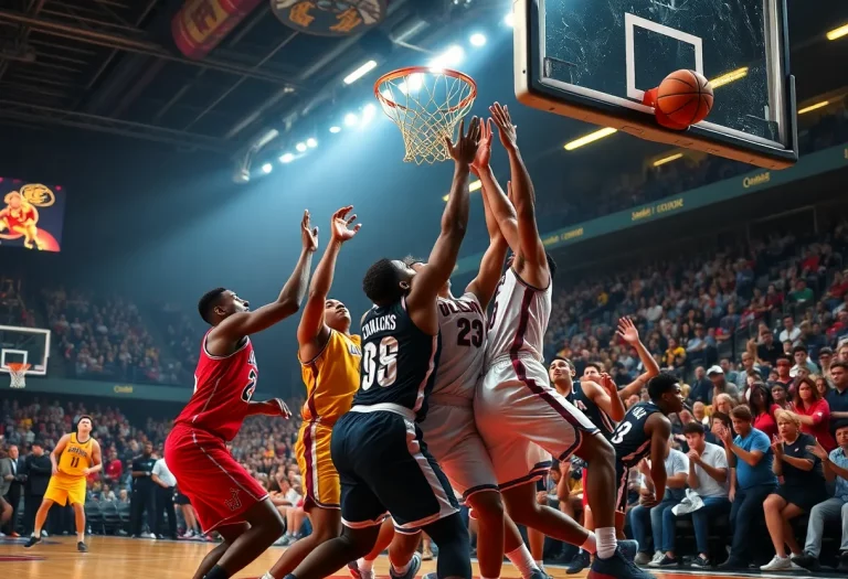 Intense basketball game action involving Indiana Fever players