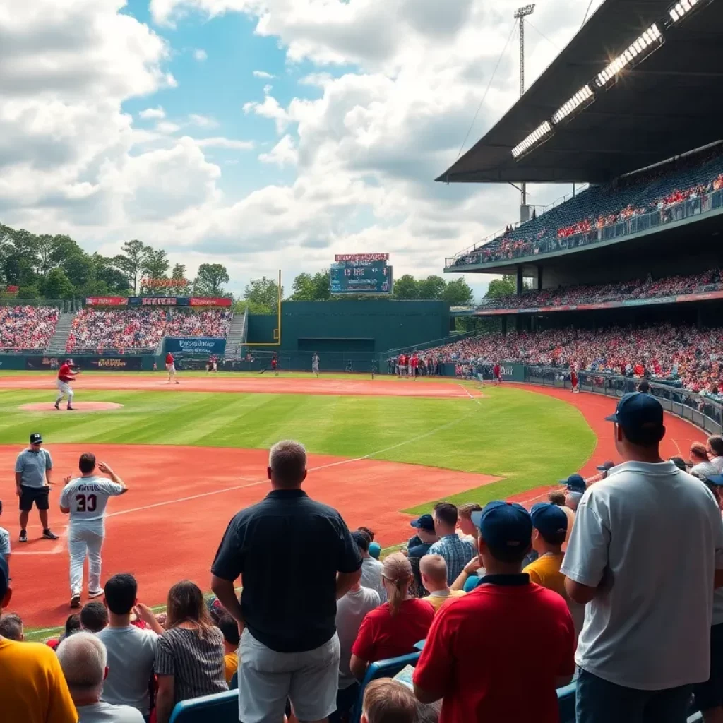 Exciting action on a high school baseball field during a game.