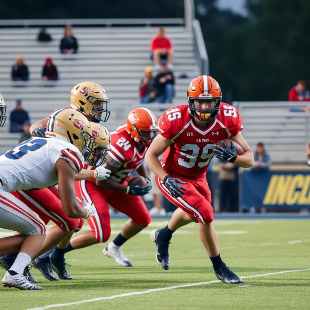 Defensive players from Iowa high school football in action