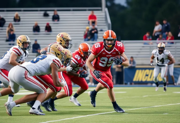 Defensive players from Iowa high school football in action