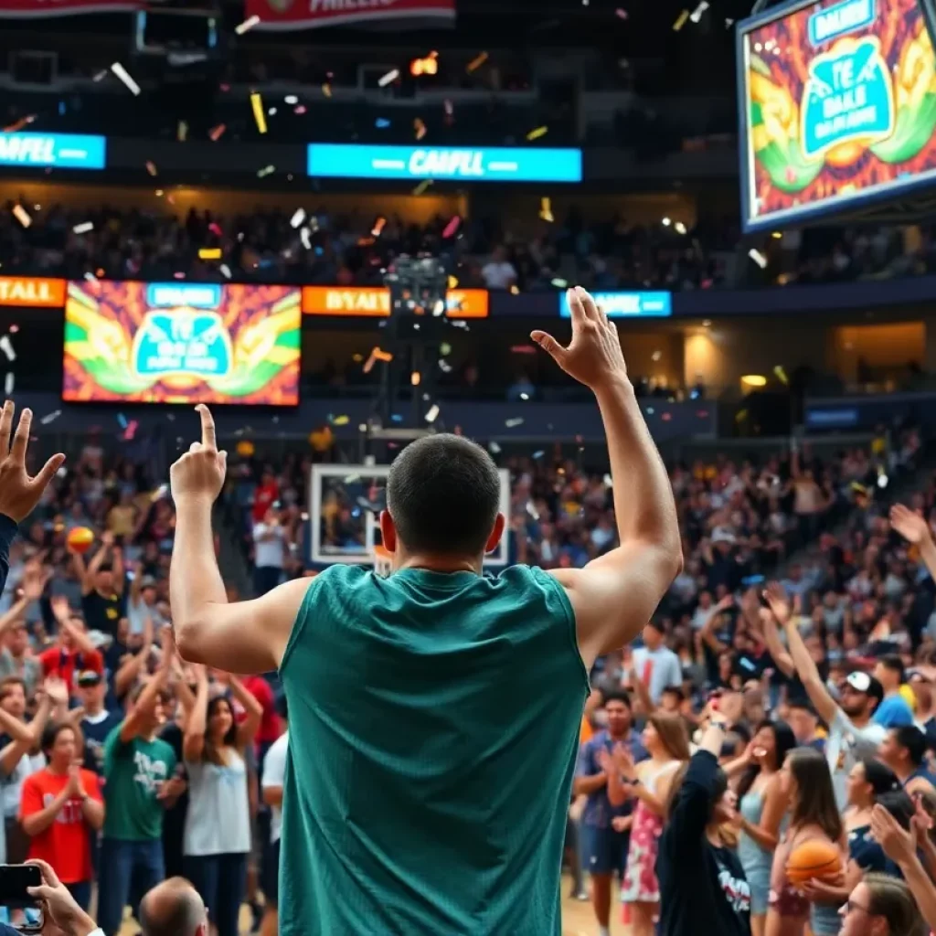 Fans celebrating Jalen Brunson's contract extension announcement at Madison Square Garden.