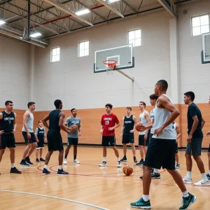 Jefferson High School basketball team practice session