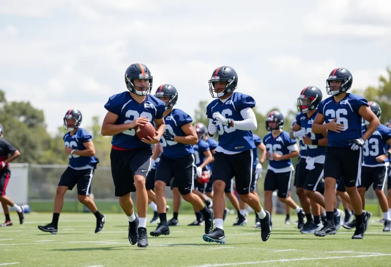 Football players practicing at IMG Academy