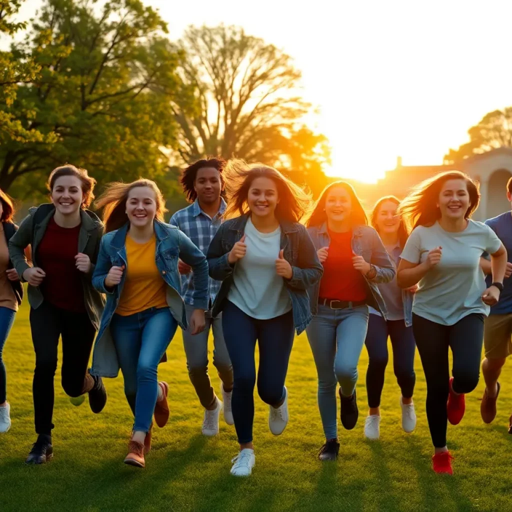 Students running during June conditioning runs at Princeton High School