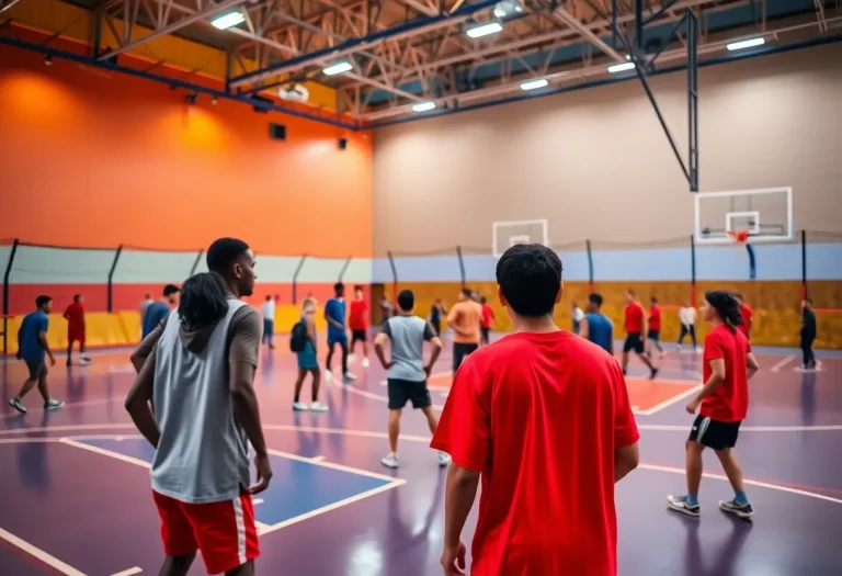 Kaukauna basketball team practicing on the court