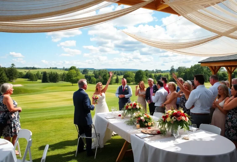 Wedding celebration at Whistling Straits golf course.