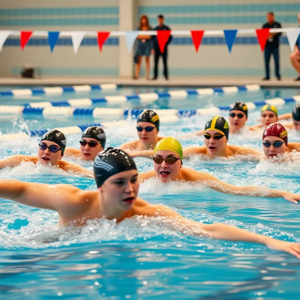 Swimmers training at Keller High School swimming program