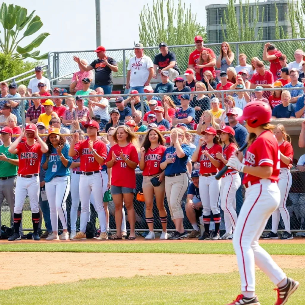 Scene from the Kentucky high school sports championship with fans and players.
