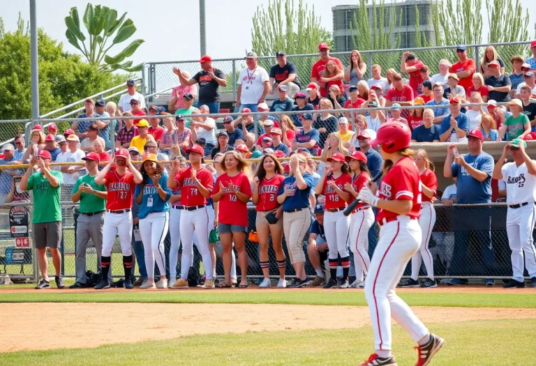 Scene from the Kentucky high school sports championship with fans and players.