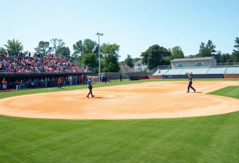 Softball players warming up on the field during the tournament.