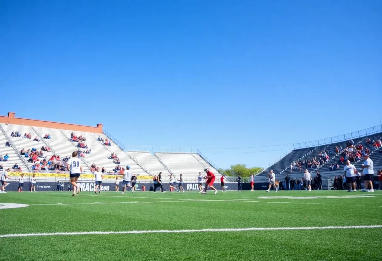 Lacrosse players in action on the field during a game
