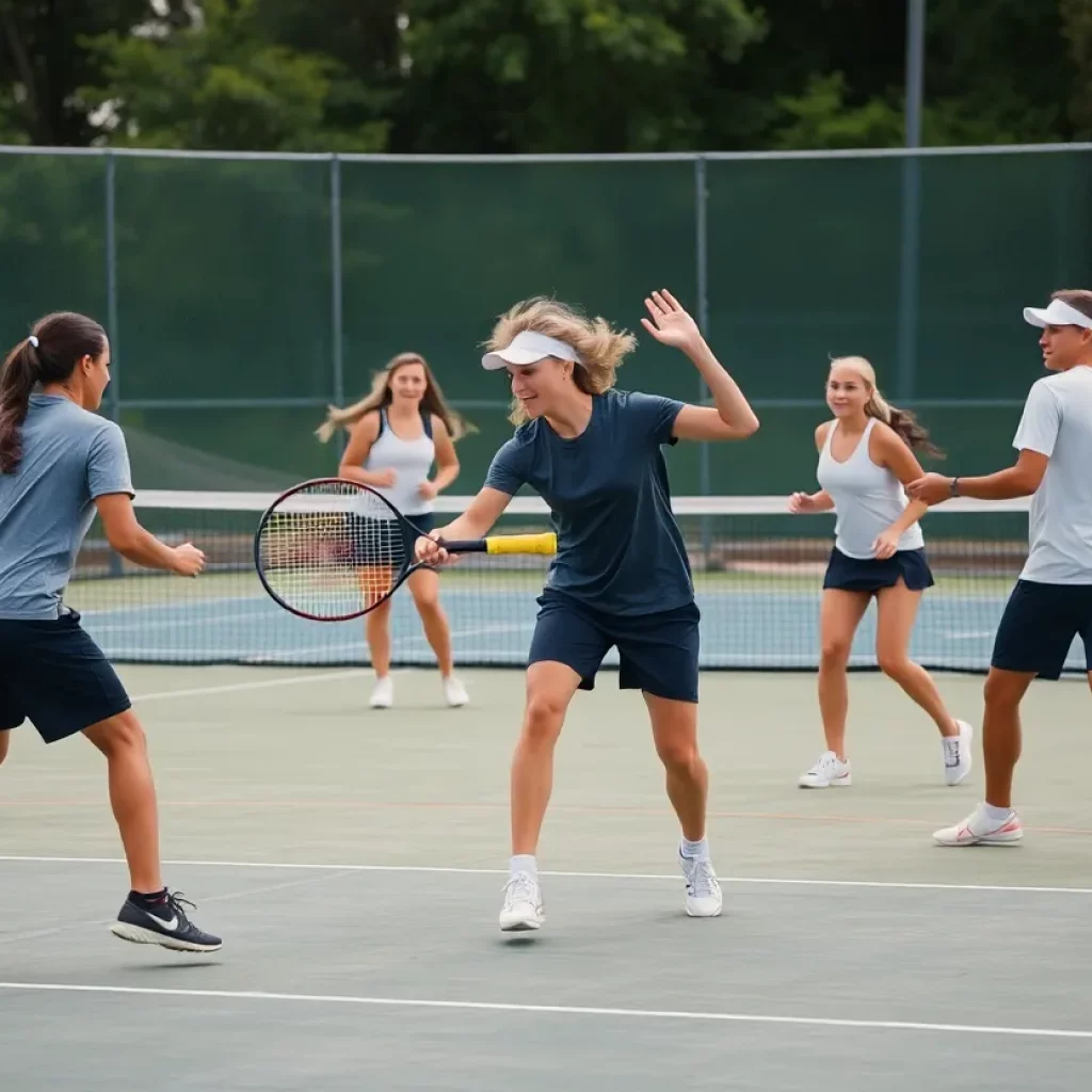 High school boys tennis match at Los Gatos High School