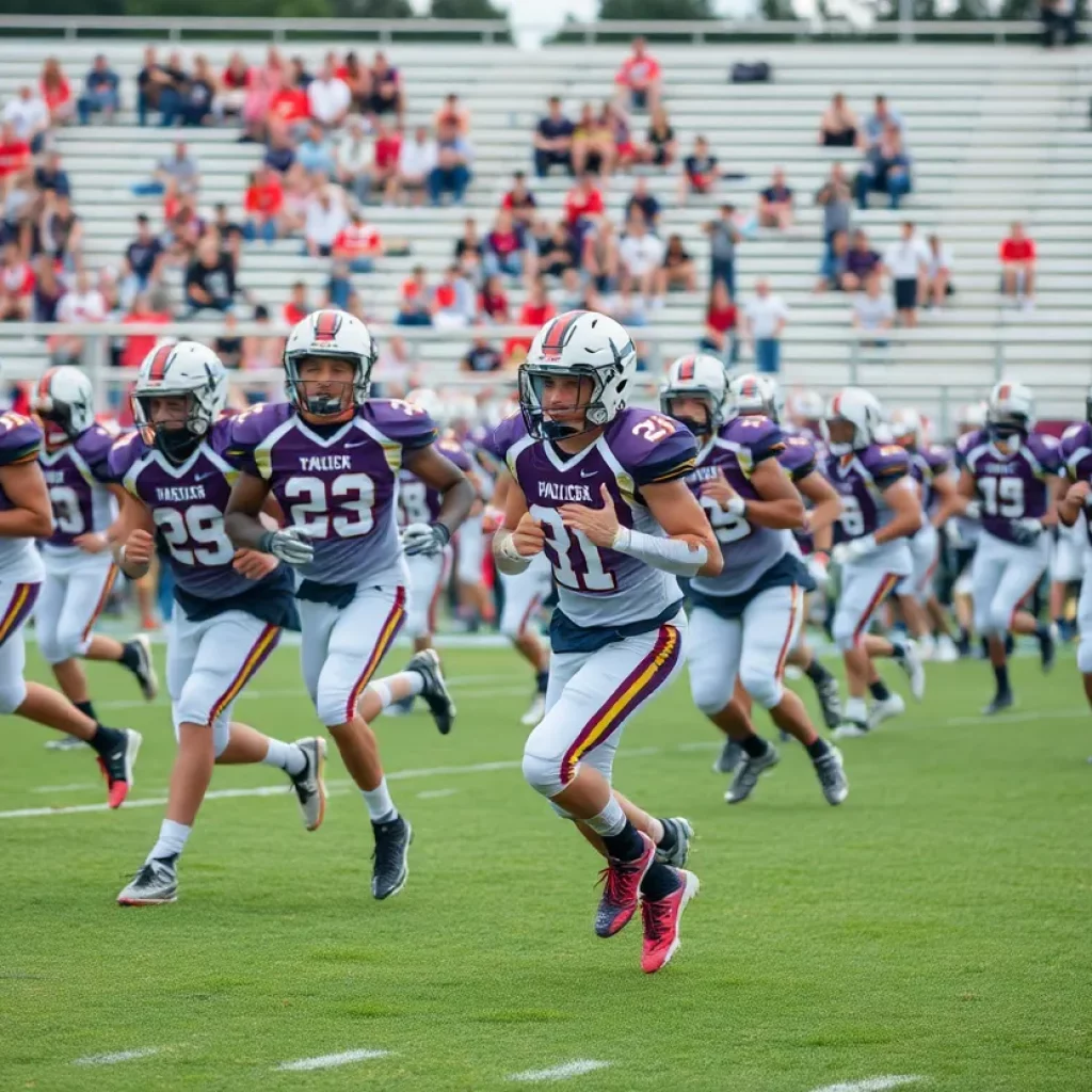 Young athletes playing football in Louisiana