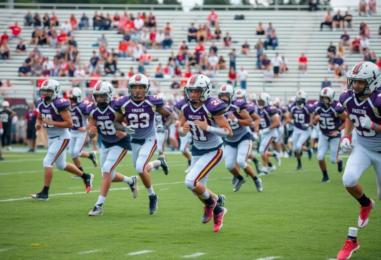 Young athletes playing football in Louisiana