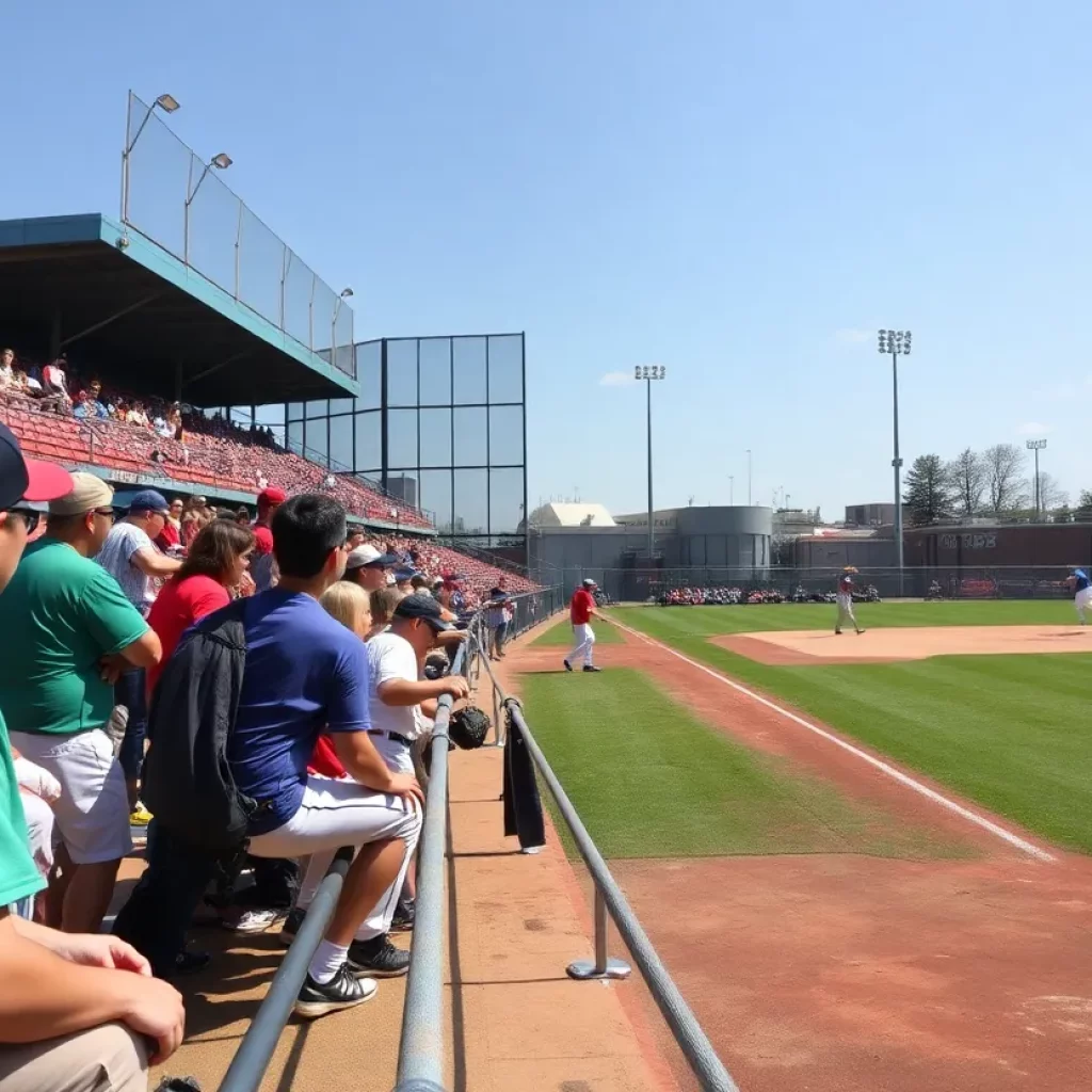 High school baseball players in action during a game
