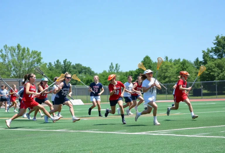 High school lacrosse teams in action during the Maine playoffs