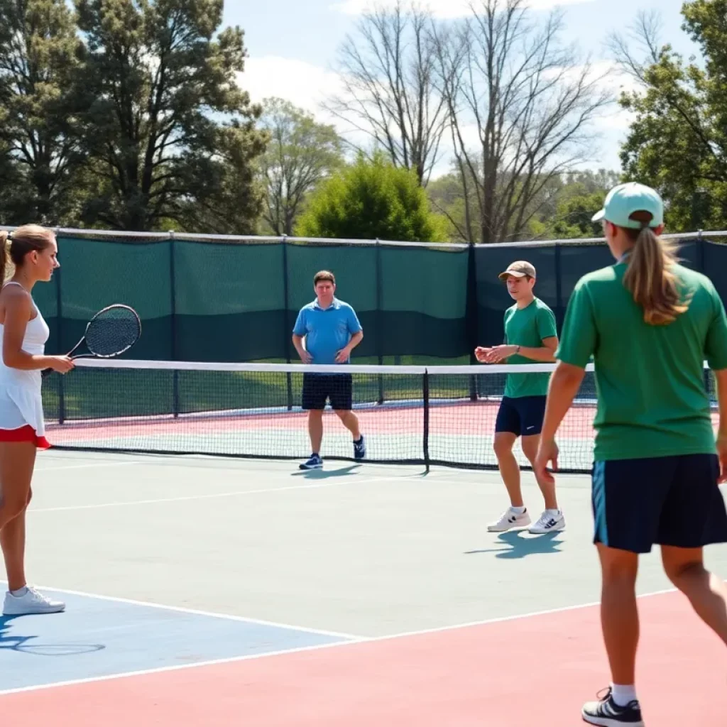 Students playing tennis at Marshalltown High School