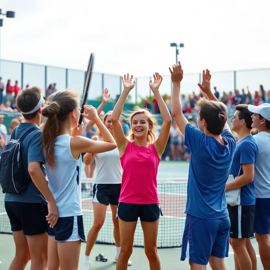 Mason High School Tennis team celebrates their championship victory