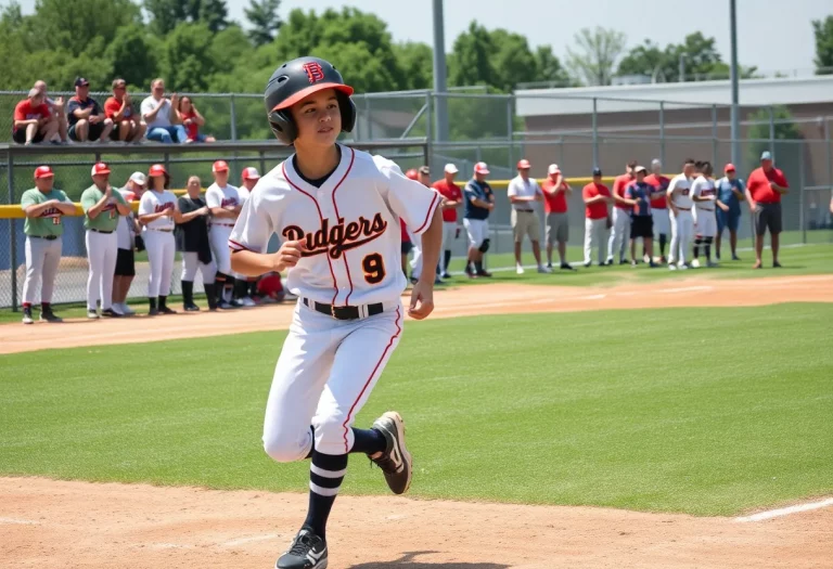 High school baseball player making a play during a game.