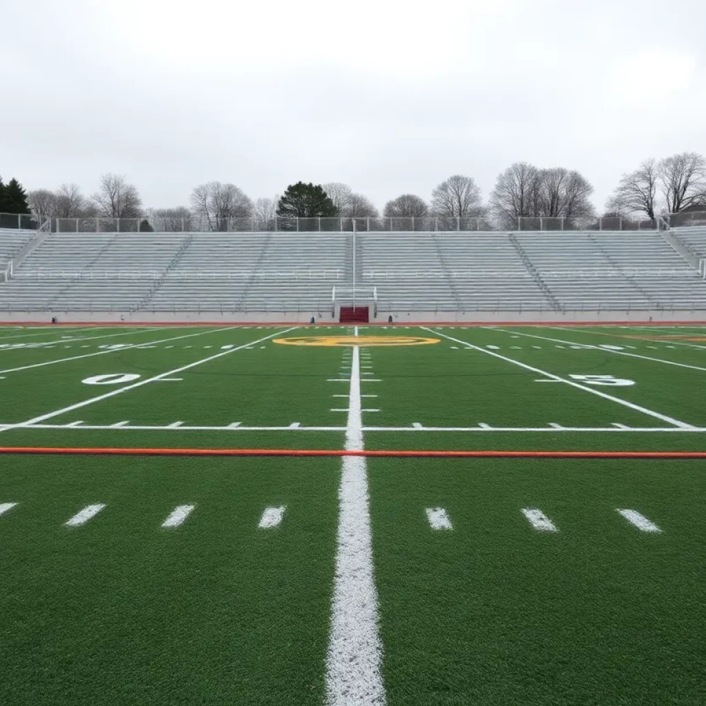 Empty high school football field symbolizing disappointment