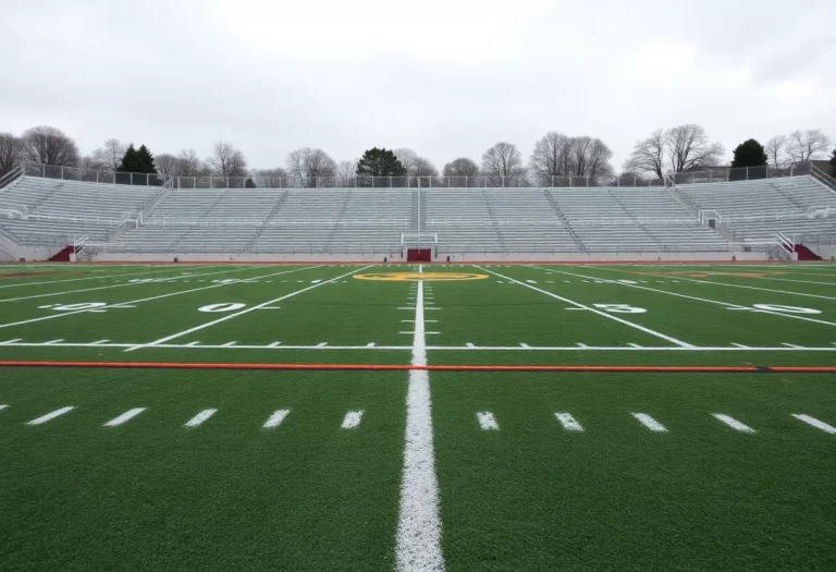 Empty high school football field symbolizing disappointment