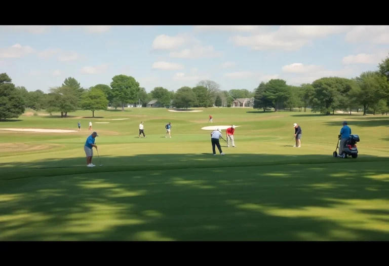 Teams competing in the MHSAA boys golf state finals at a Detroit golf course