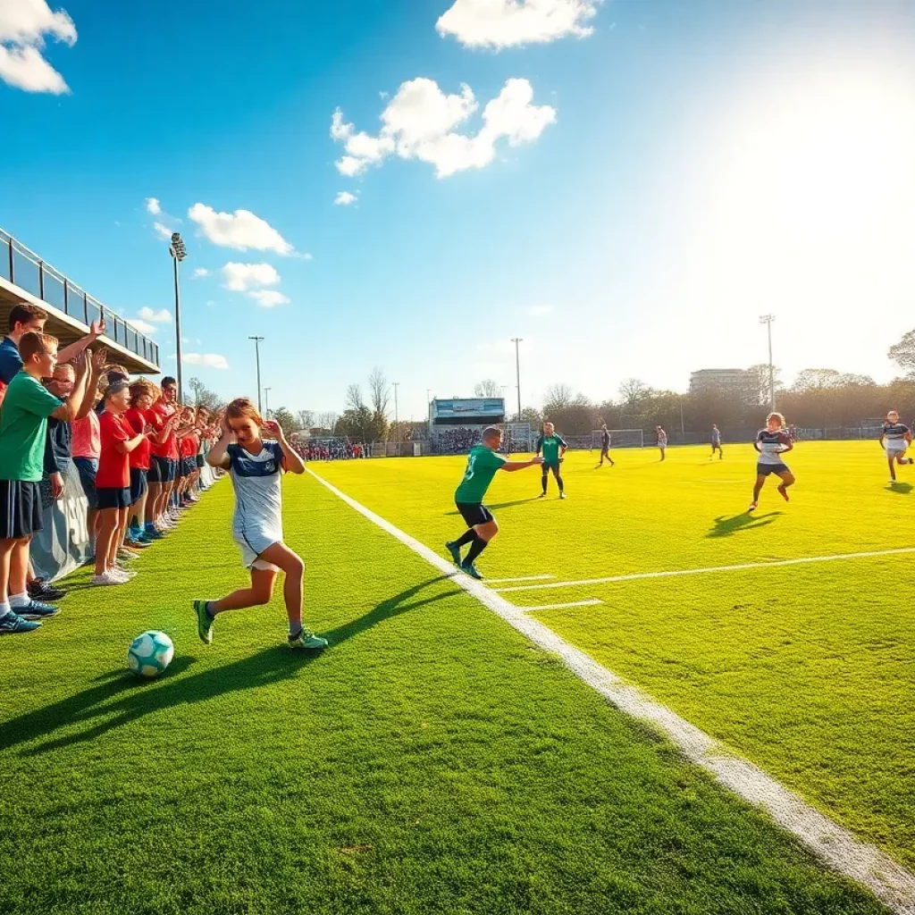 Girls high school soccer match showcasing players in action