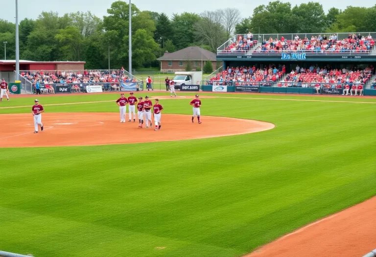 Scene of De Witt Field during the MHSAA Division 1 baseball regional final.