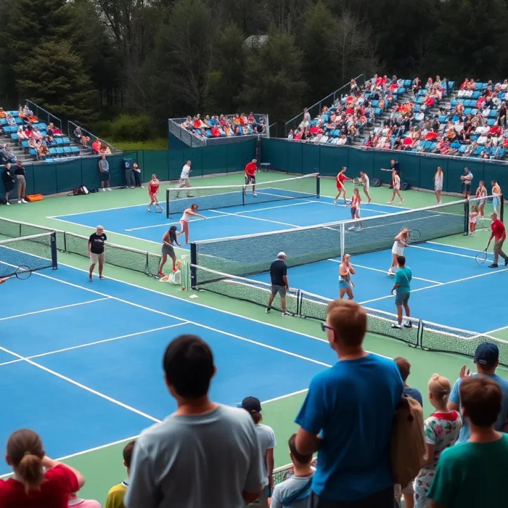 Participants competing at a Miami Valley high school tennis tournament.