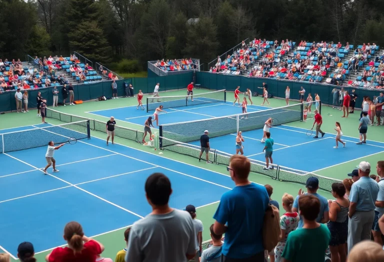 Participants competing at a Miami Valley high school tennis tournament.