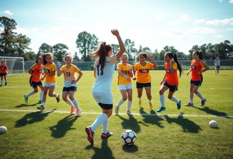 Girls soccer team celebrating a championship victory on the field