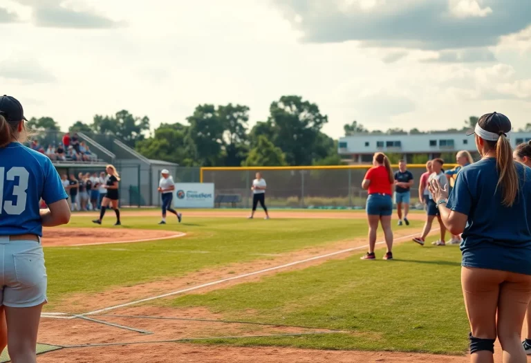 Softball tournament featuring diverse athletes with fans cheering.
