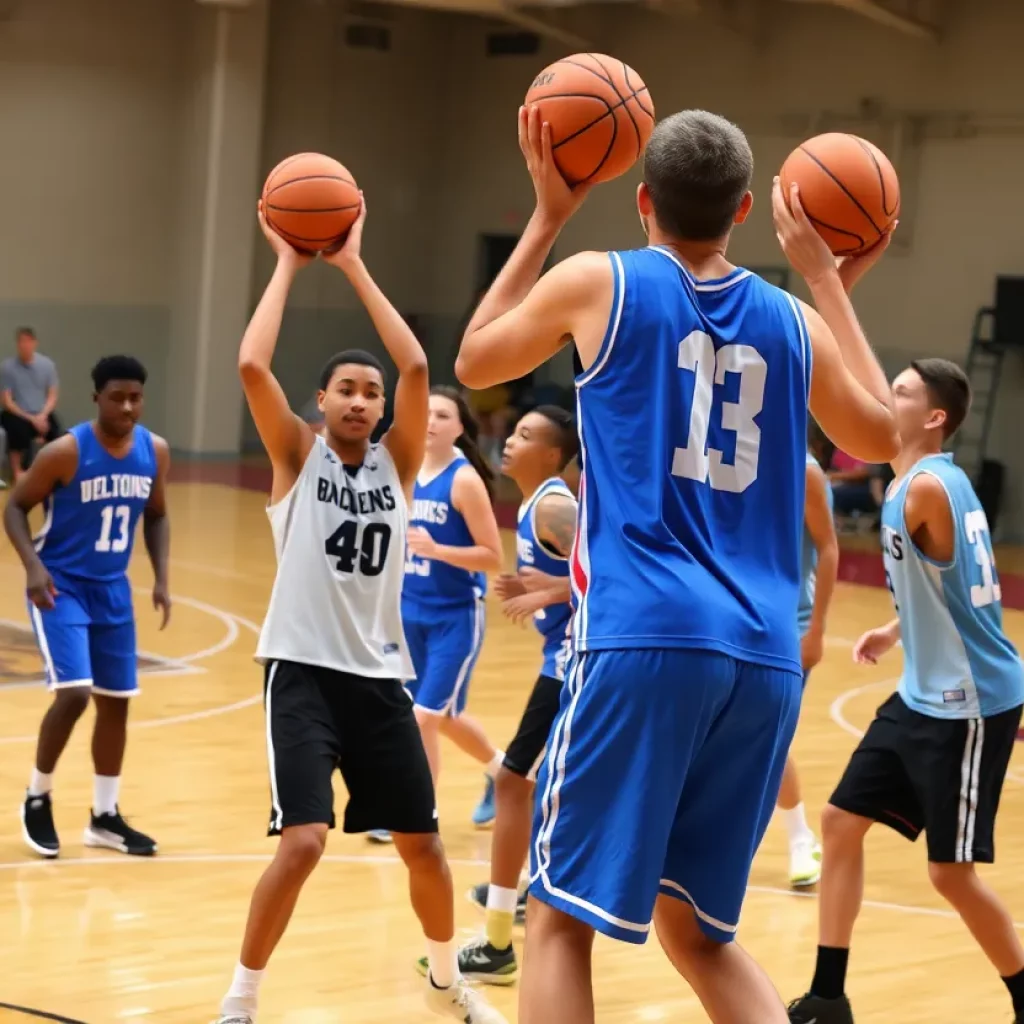 Minster Wildcats basketball team competing in a summer showcase