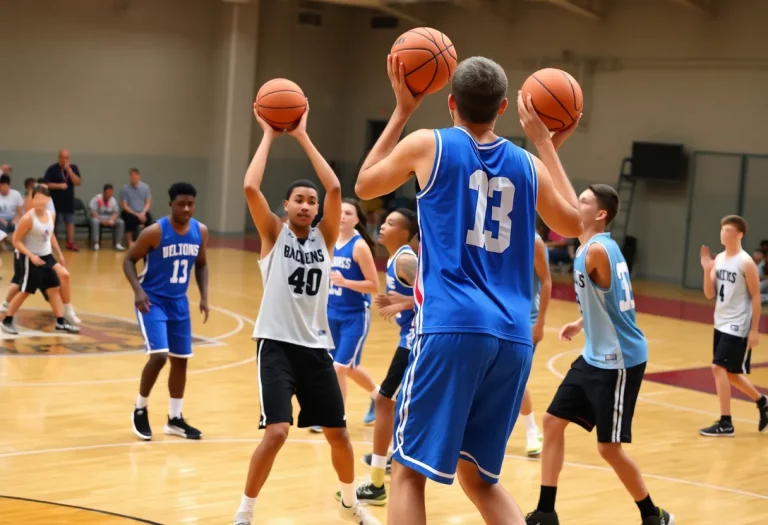Minster Wildcats basketball team competing in a summer showcase
