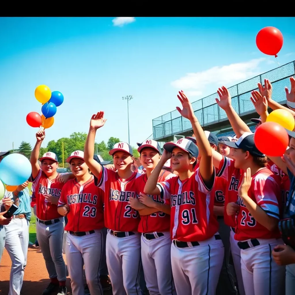 Moorhead High School baseball team celebrating their return to the state tournament