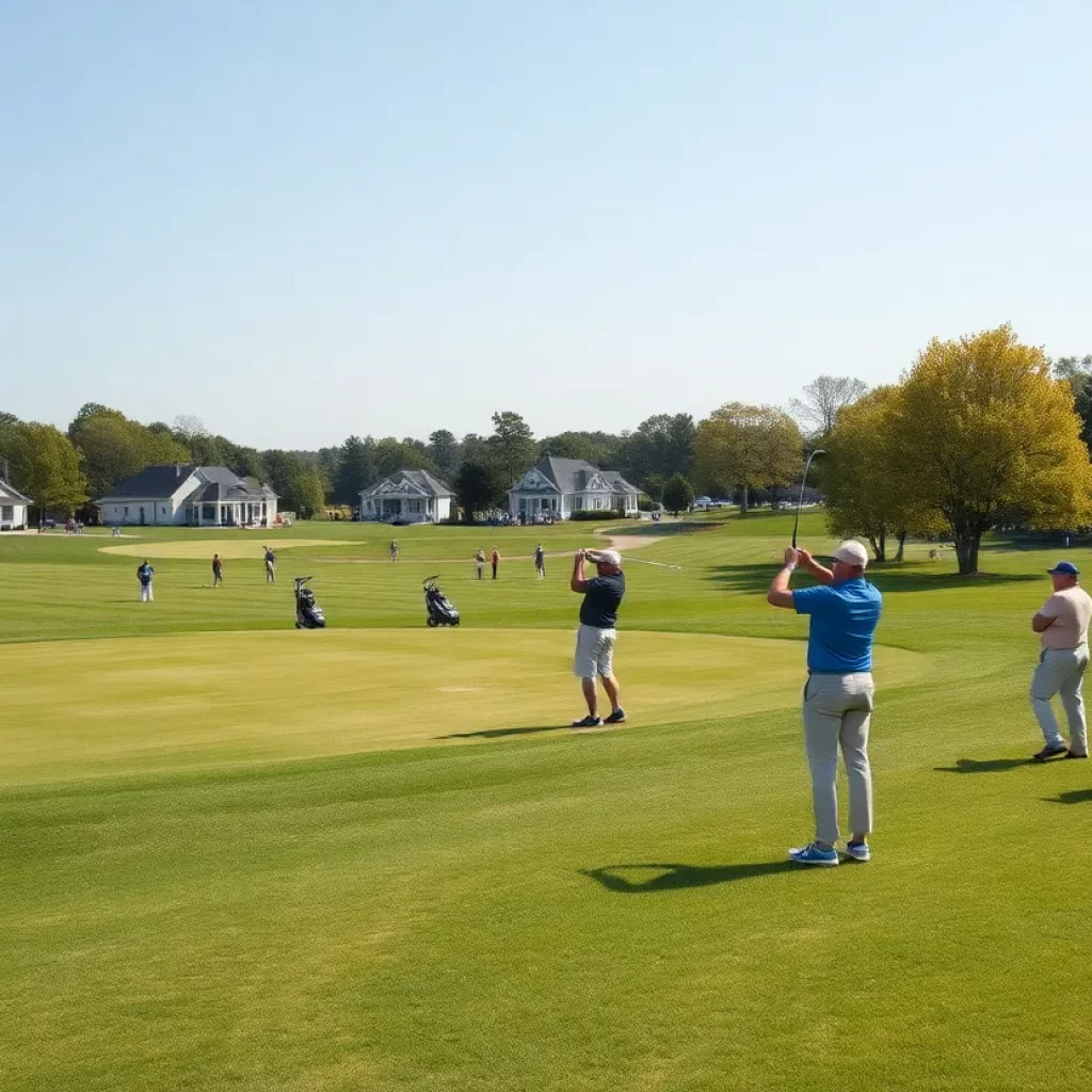 Golfers competing in the Nebraska Lions All-Star Golf Tournament