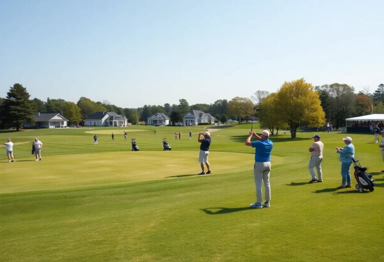 Golfers competing in the Nebraska Lions All-Star Golf Tournament