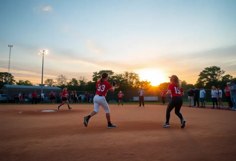 Players competing in New Jersey high school softball championship game