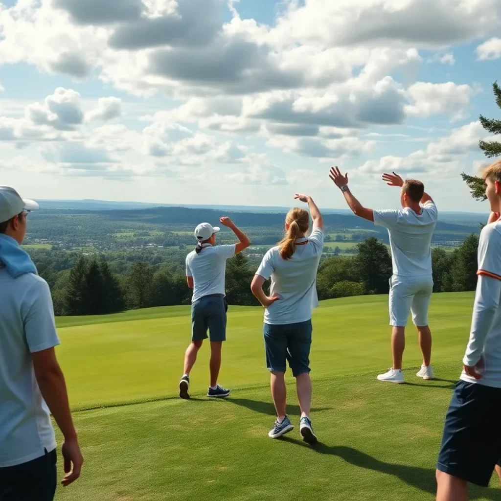 Noblesville Boys Golf Team celebrating their achievement at the state finals